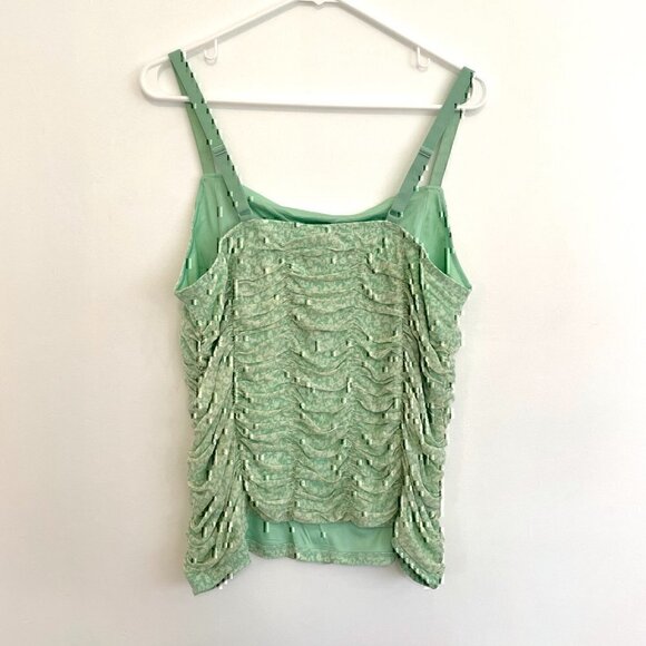 NEW NWT TORRID 1 Plus Size Stretch Mesh Cropped Shirred Cami Mint Green Floral - Picture 11 of 12